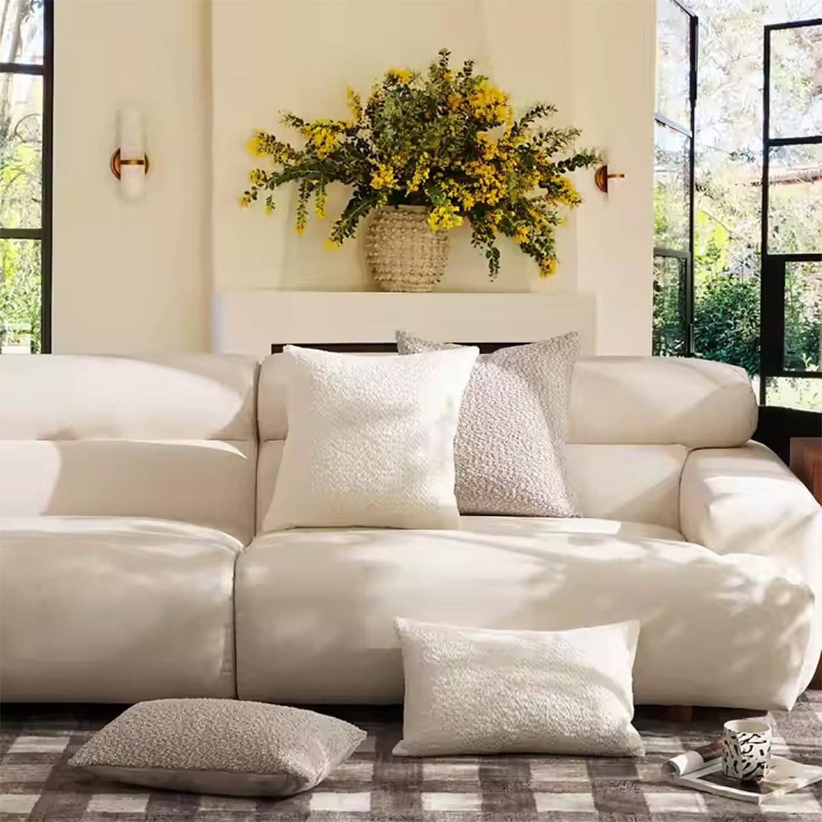 Brown Textured Bouclé-Style 18" Throw Pillow