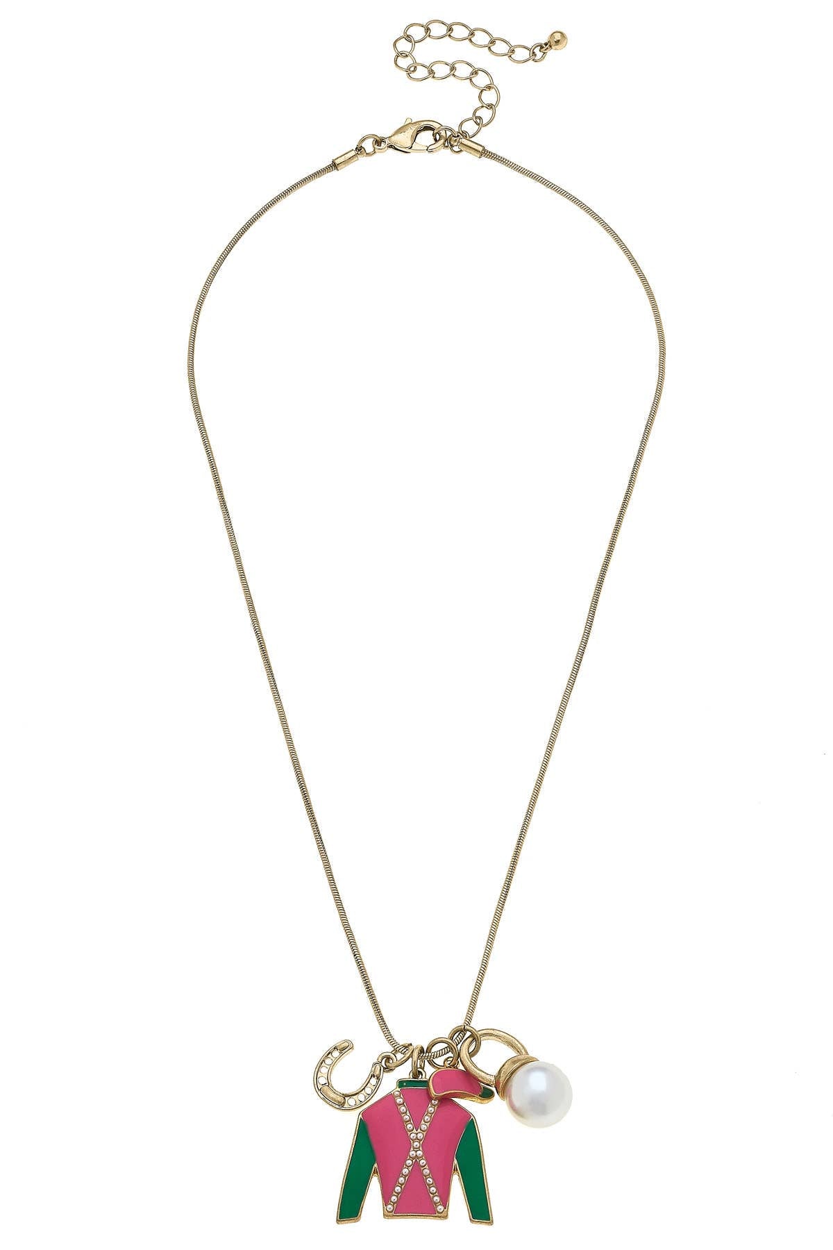 Justify Jockey Silk Lucky Charms Necklace in Pink & Green