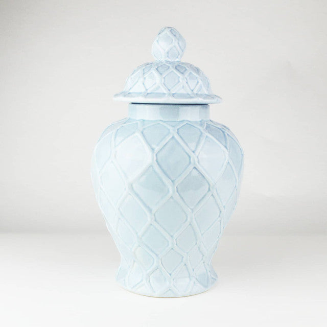 8 Oak Lane Large Textured Jar - Light Blue