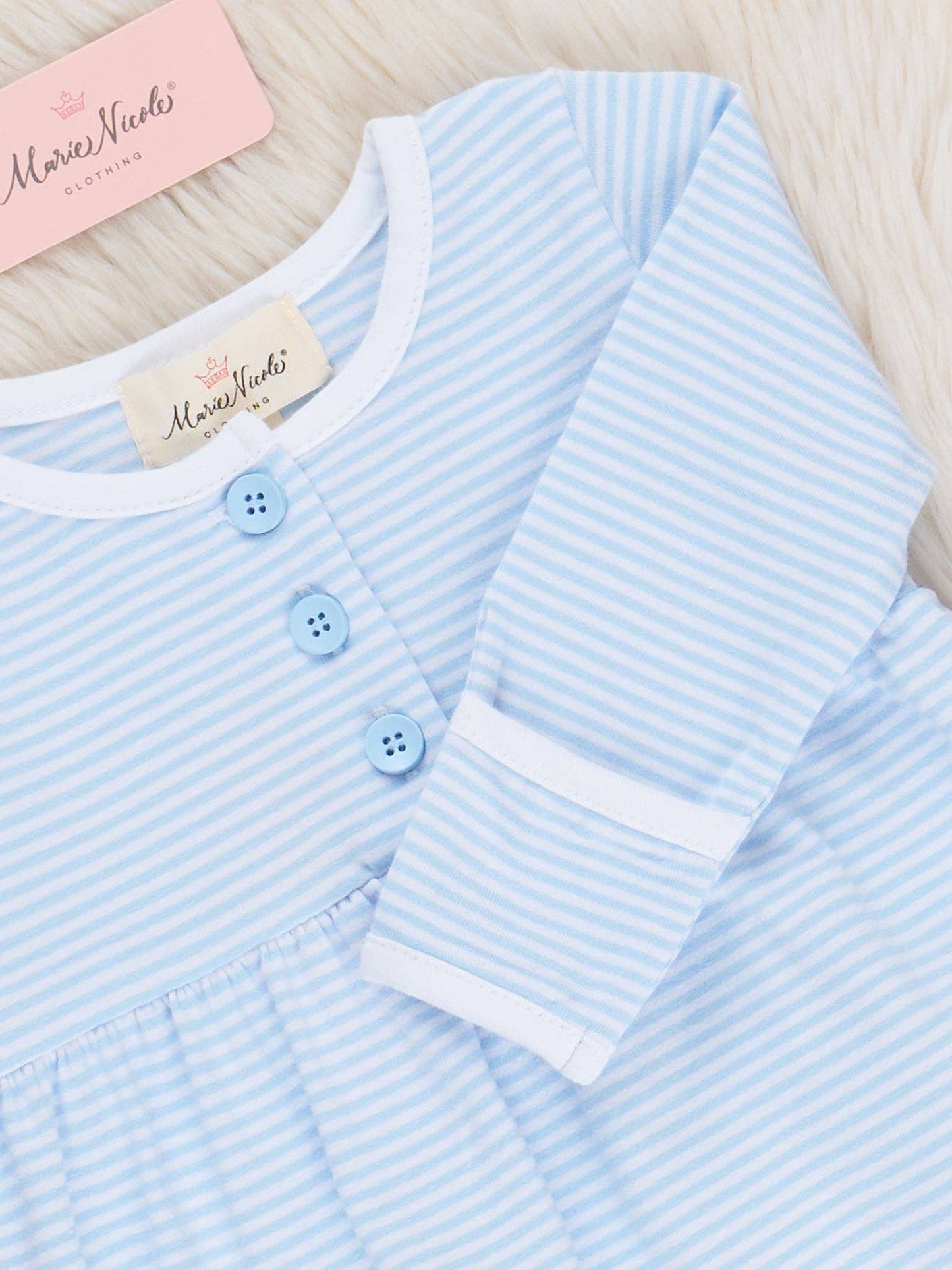 Classic Baby Blue Striped Henley Gown