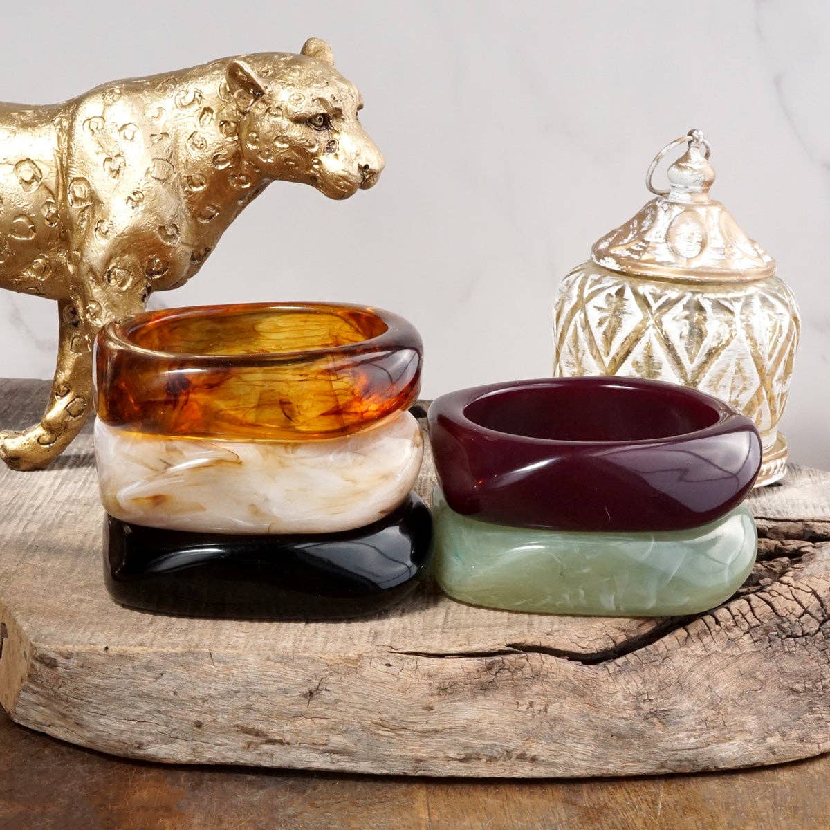 Earth Edge – Square Acrylic Chunky Statement Bangle