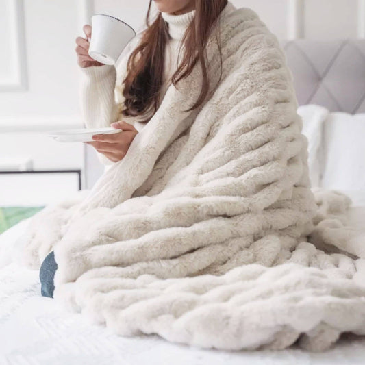 Cozy Faux Fur Throw- Multiple Colors 50" x 60"