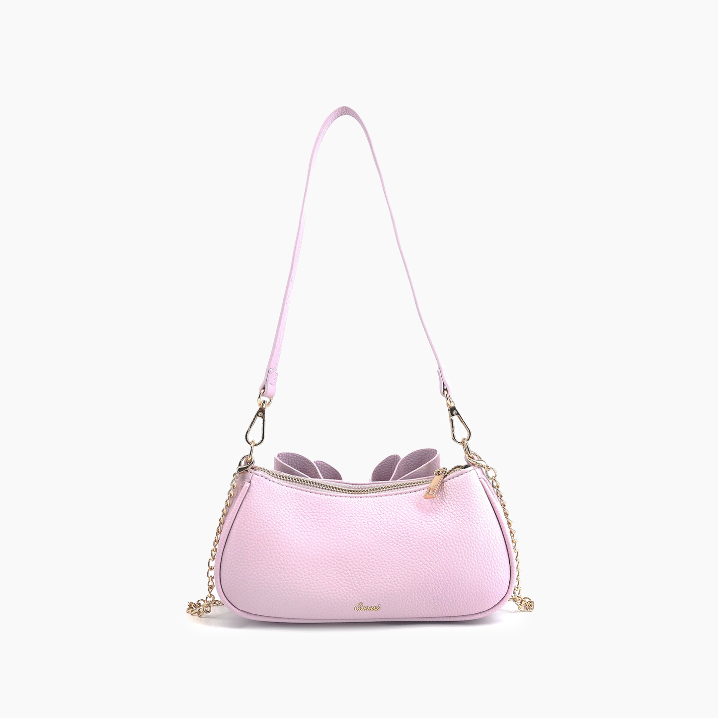 Mini Baguette Bow Pebble Shoulder Bag