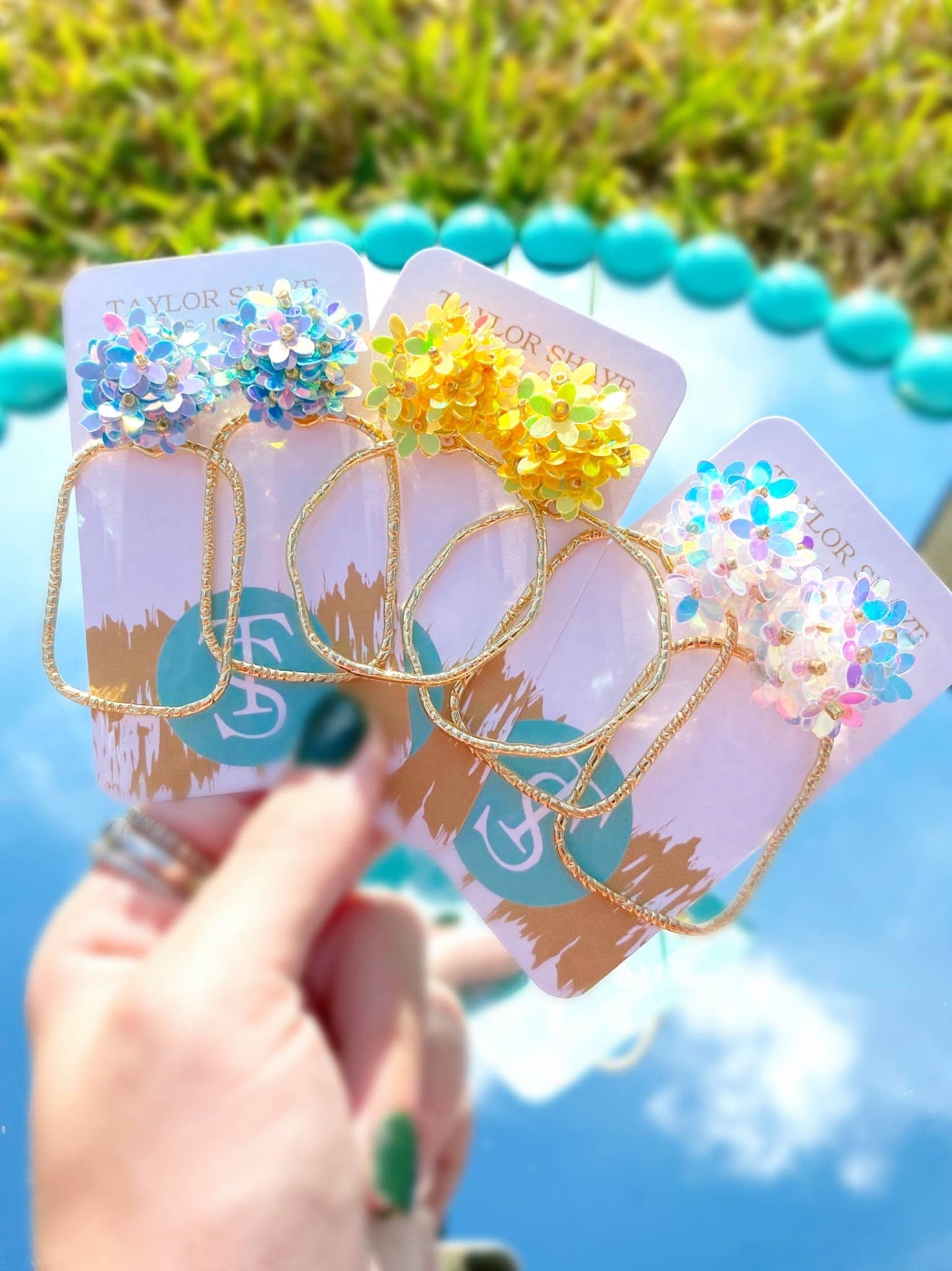 Iridescent Flower Hoops