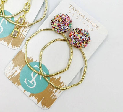 Glitter Top Hoops