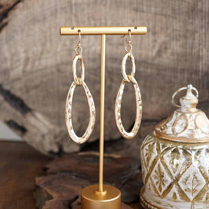 Molten Loop – Hammered Oval Link Drop Earrings