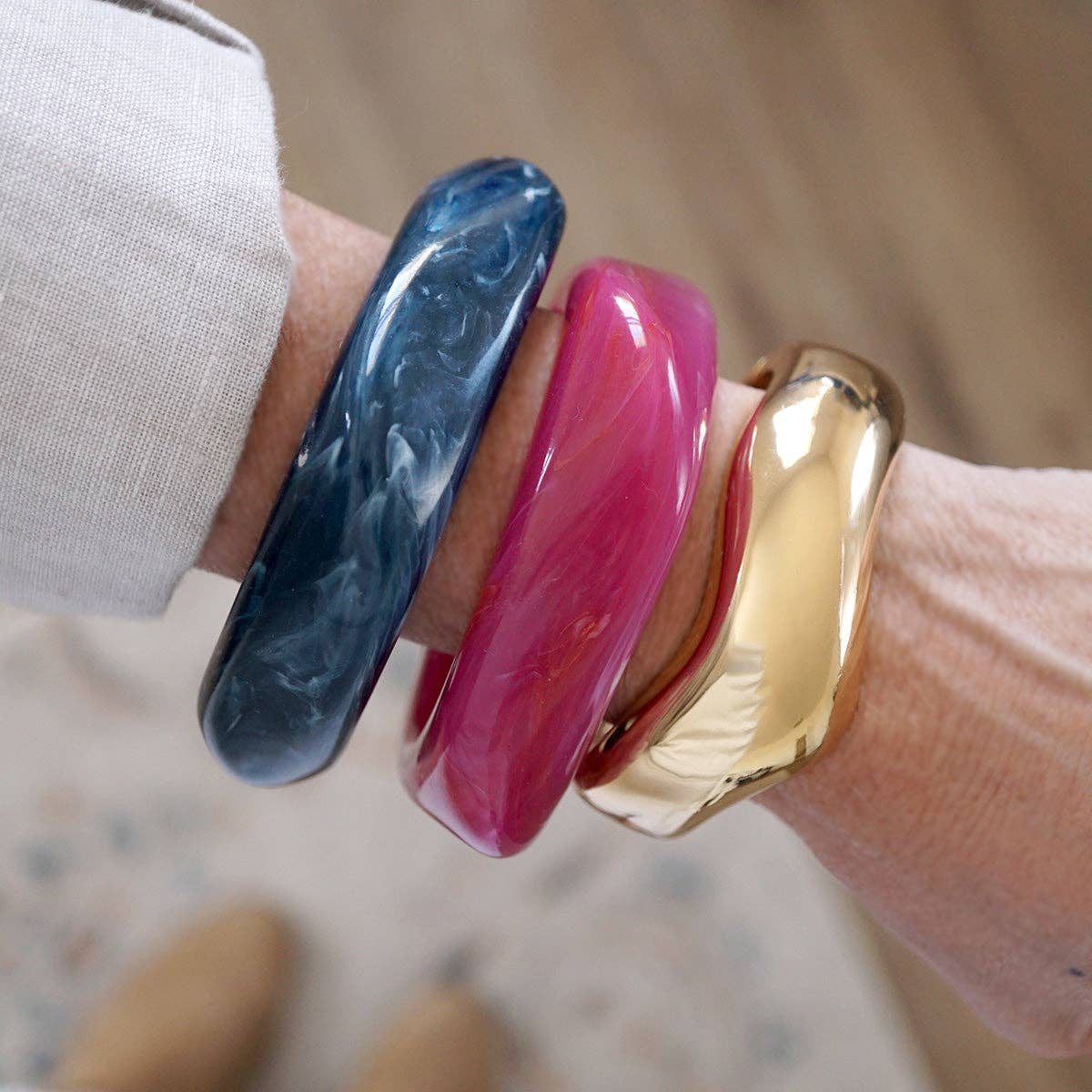Earth Edge – Square Acrylic Chunky Statement Bangle
