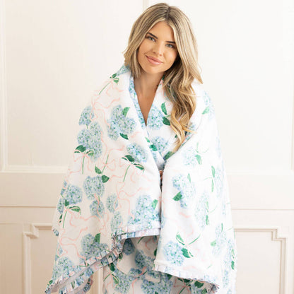 Hydrangea Ribbons Luxe 56 x 60" Throw Blanket