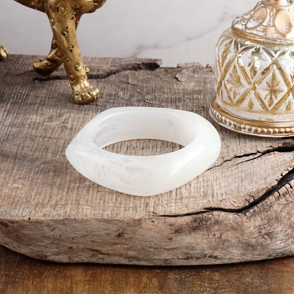 Earth Edge – Square Acrylic Chunky Statement Bangle