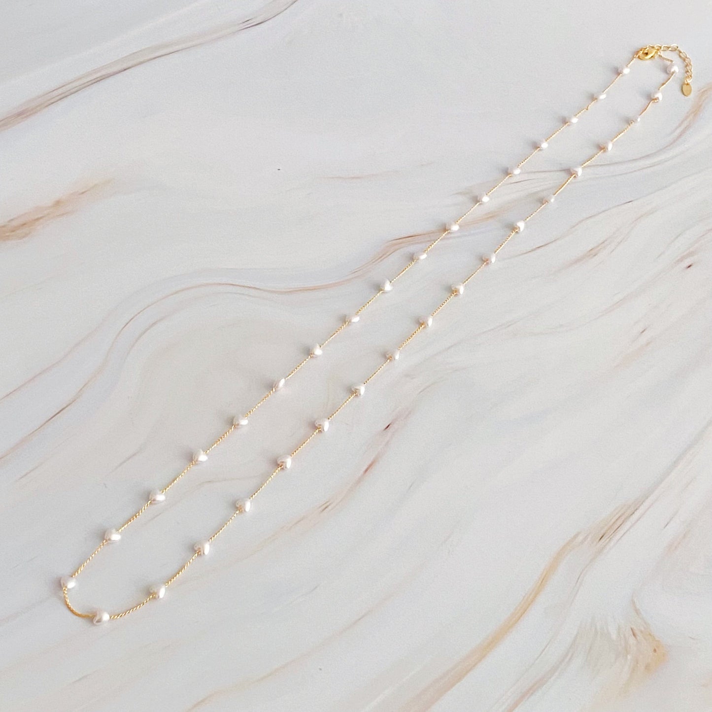 Pearl Heart Long Chain Necklace