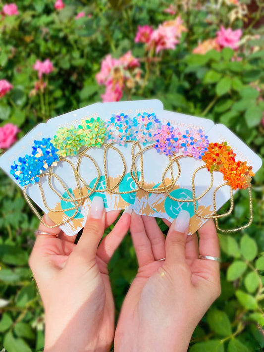 Iridescent Flower Hoops
