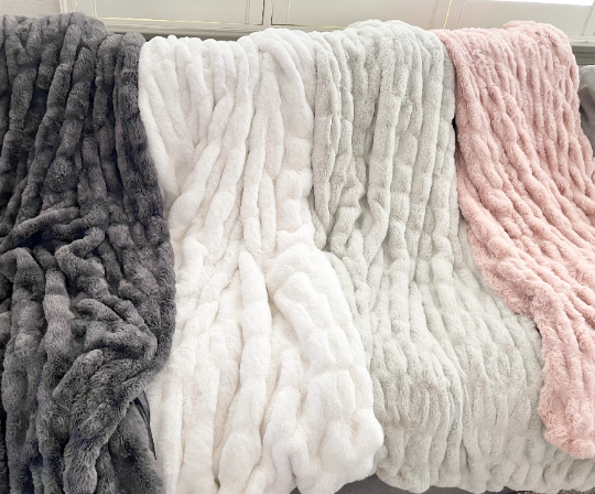 Cozy Faux Fur Throw- Multiple Colors 50" x 60"