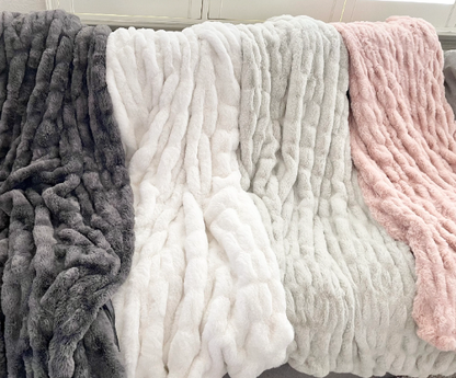 Cozy Faux Fur Throw- Multiple Colors 50" x 60"