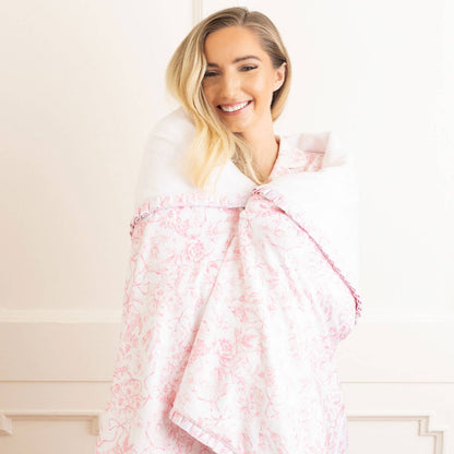 Pink Bow Toile Luxe 56 x 60" Throw Blanket