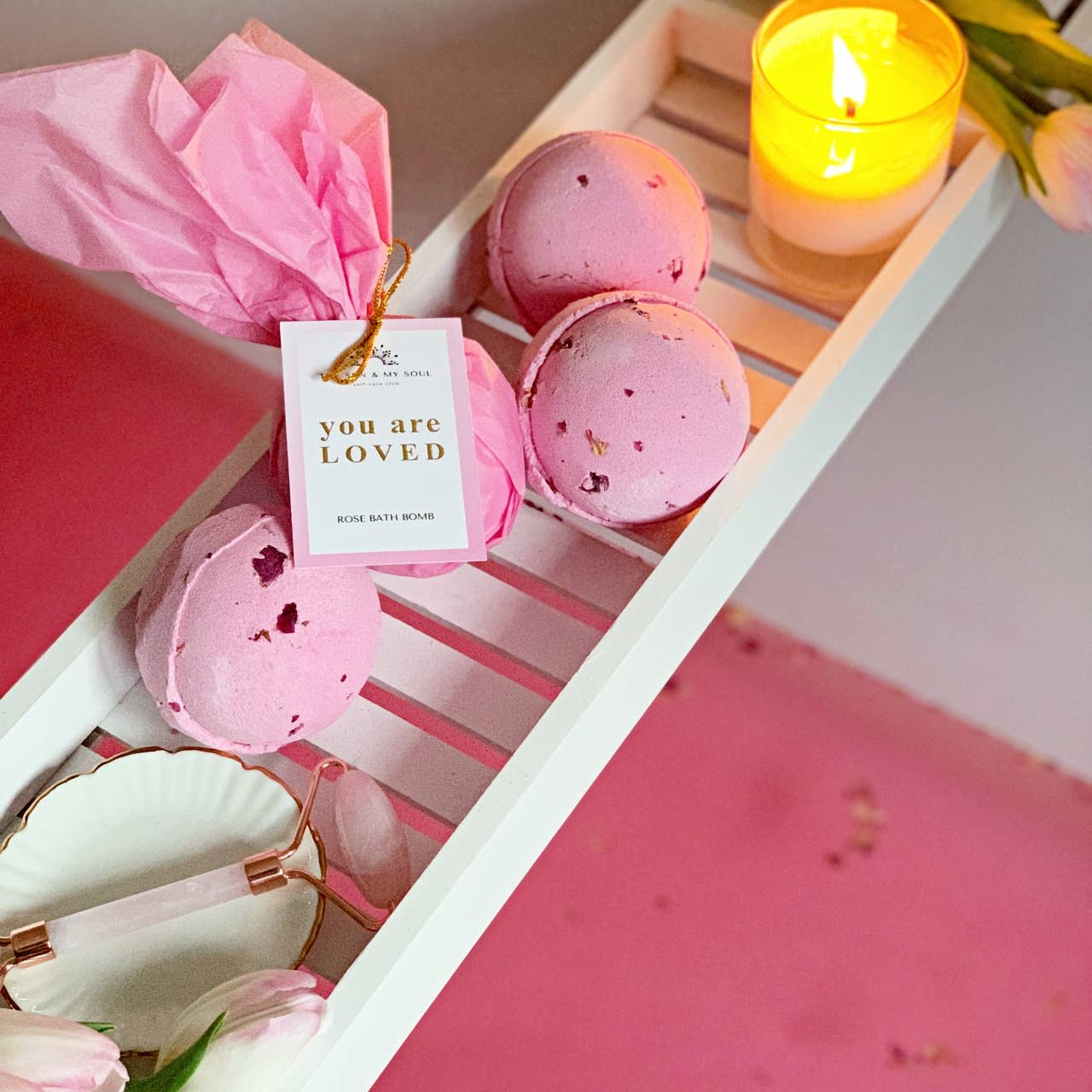 Self Love Rose Bath Bomb Gift⎜You Are Loved Luxury Bath Bomb