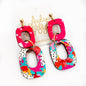 Colorful Bold Link Hot Pink Fall Statement Earring