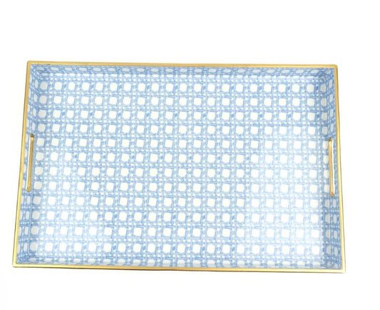 8 Oak Lane Blue Cane Rectangular Tray
