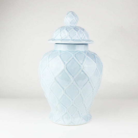 8 Oak Lane Large Textured Jar - Light Blue