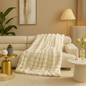 Ivory Bubble Faux Fur Throw Blanket – 50" x 60"