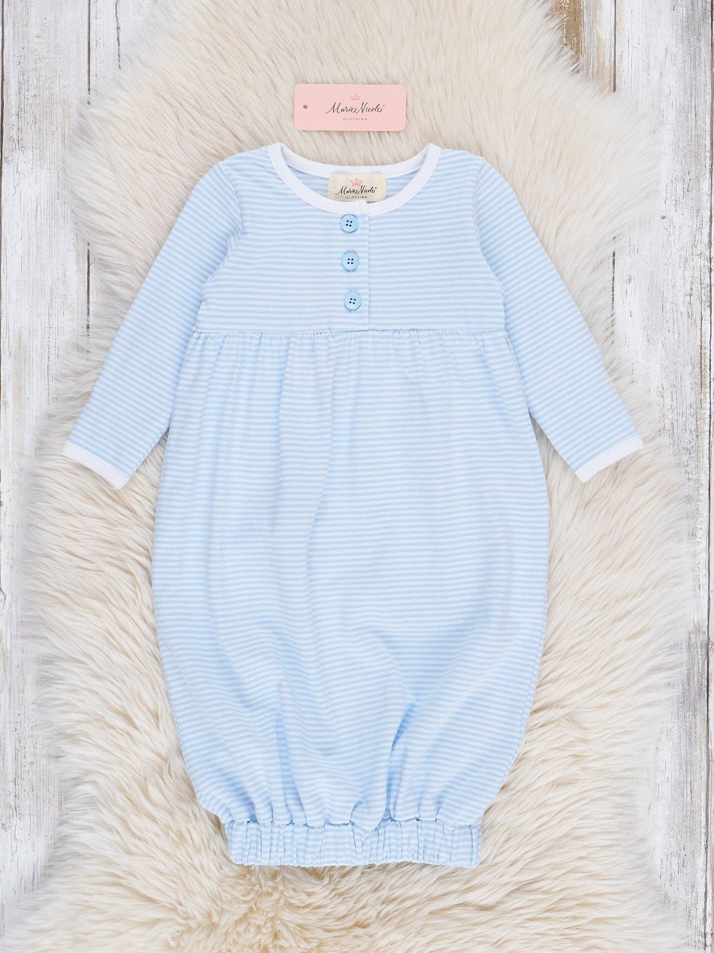Classic Baby Blue Striped Henley Gown