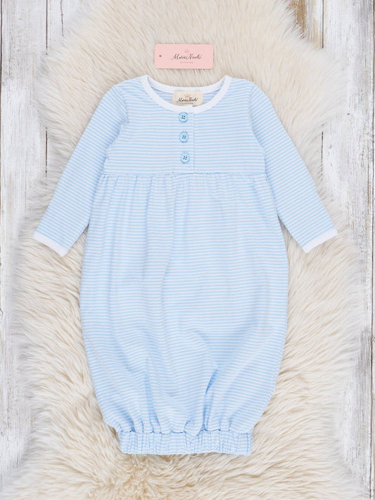 Classic Baby Blue Striped Henley Gown