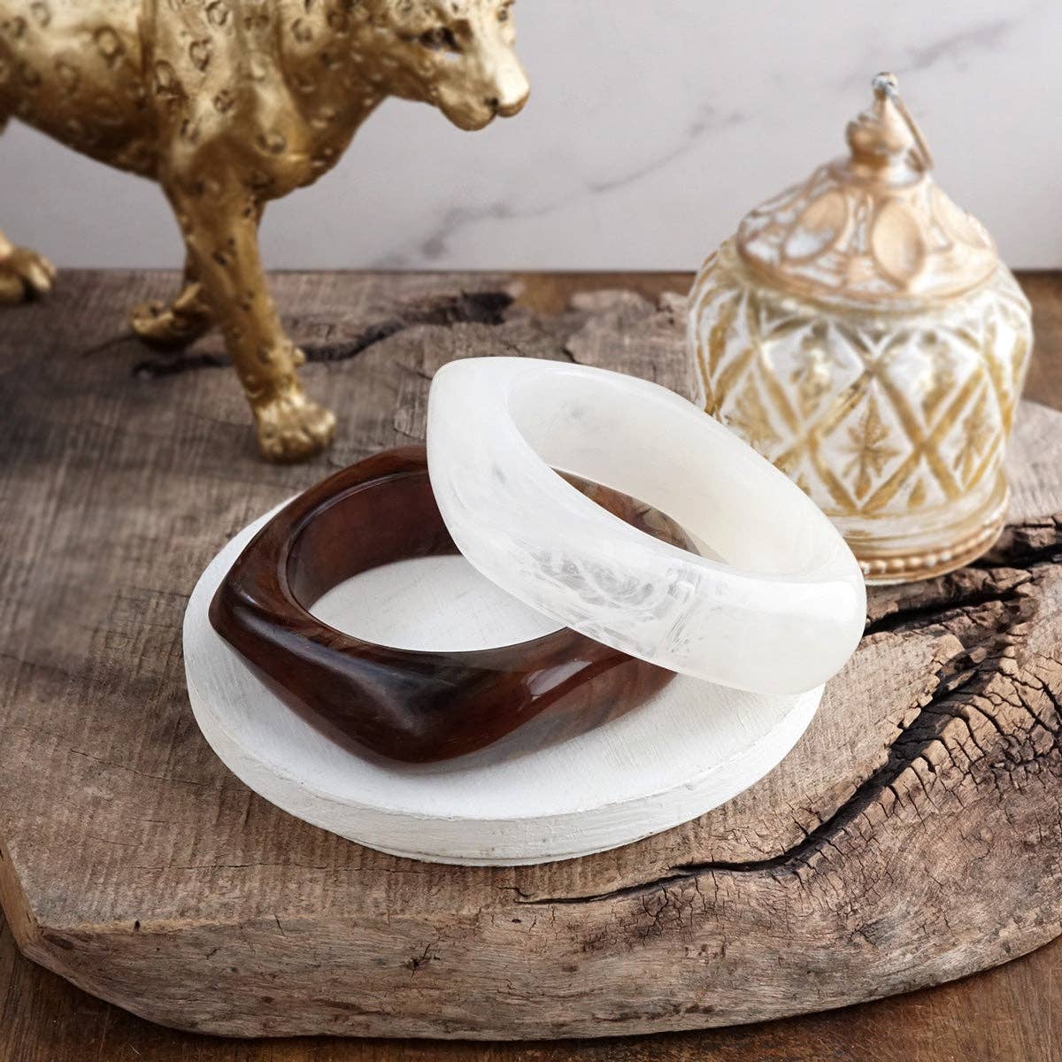 Earth Edge – Square Acrylic Chunky Statement Bangle