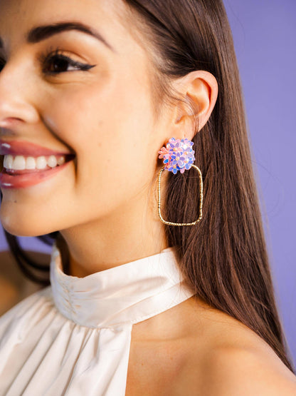 Iridescent Flower Hoops