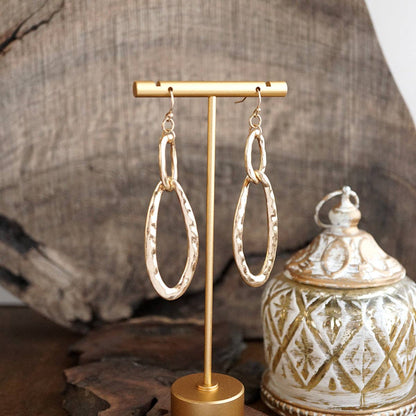 Molten Loop – Hammered Oval Link Drop Earrings