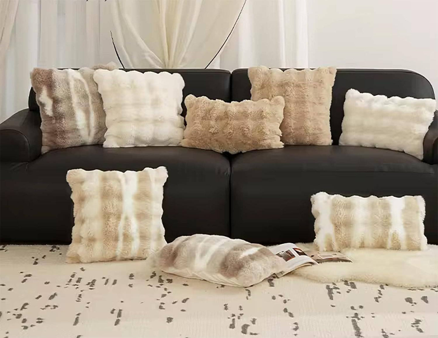 Elegant Faux Fur Throw Pillow