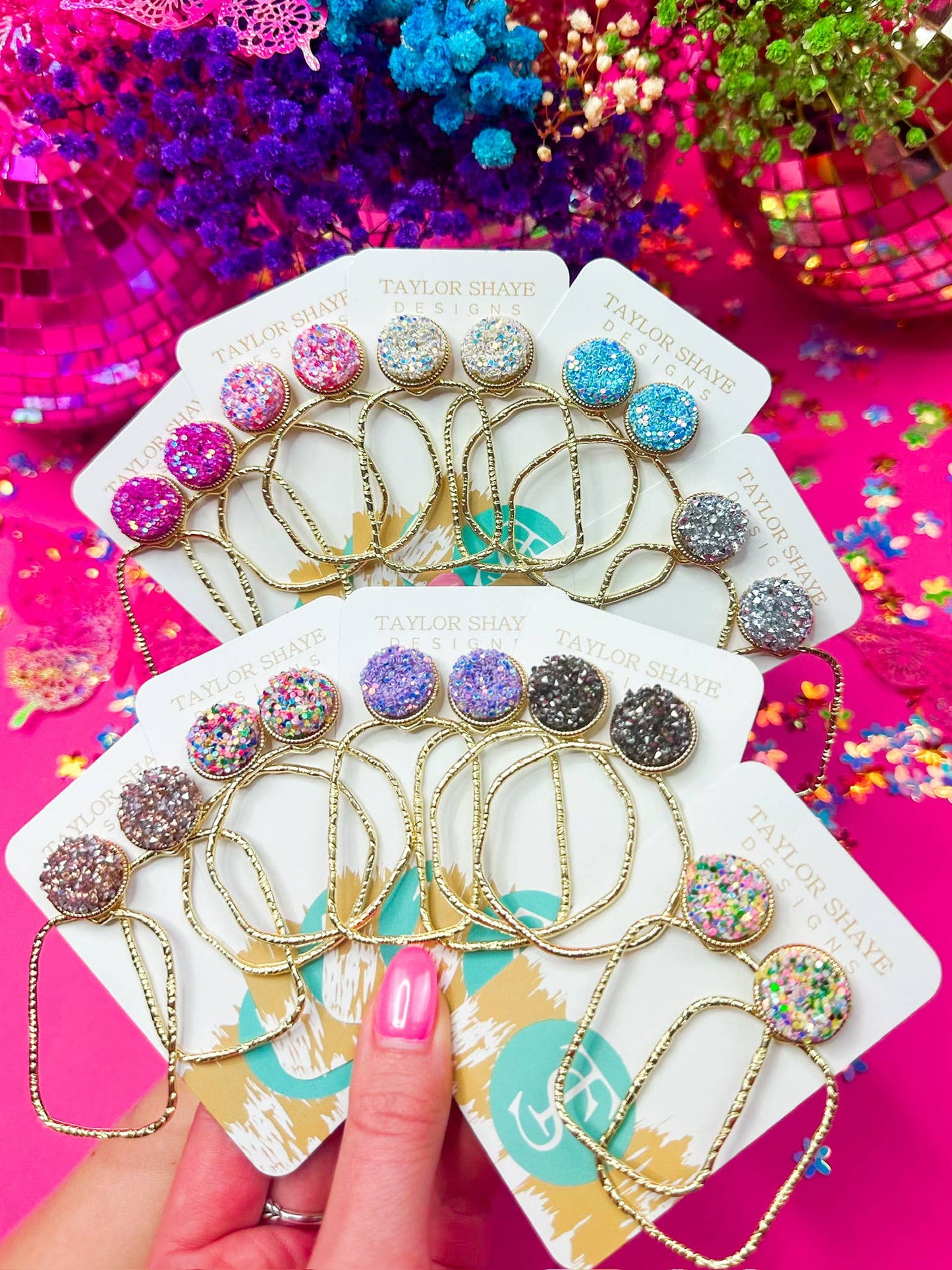 Glitter Top Hoops