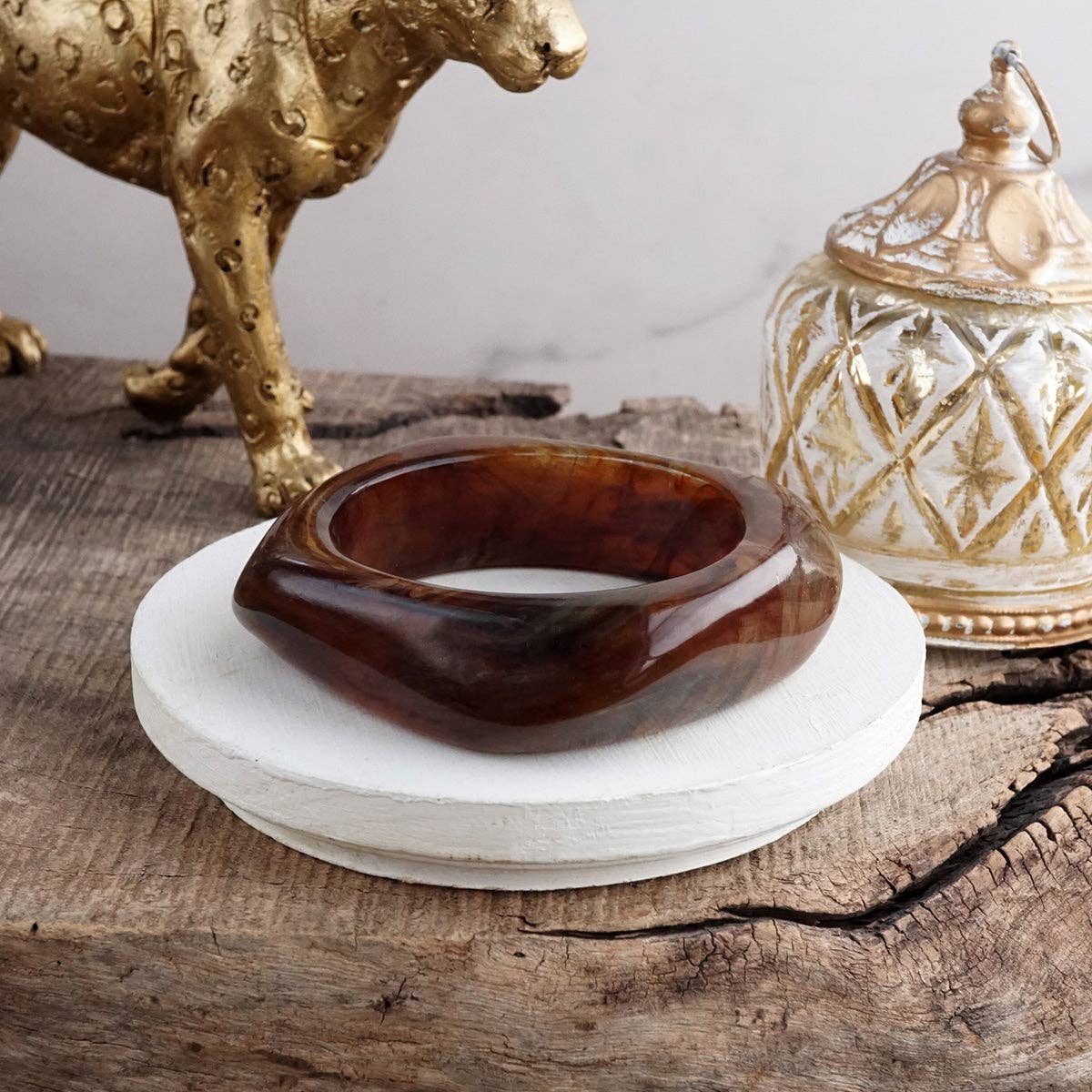 Earth Edge – Square Acrylic Chunky Statement Bangle