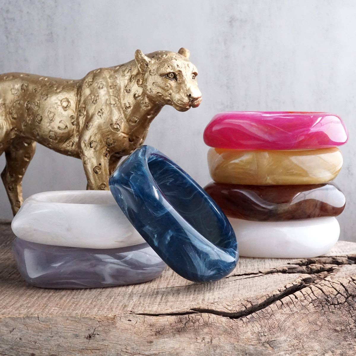 Earth Edge – Square Acrylic Chunky Statement Bangle