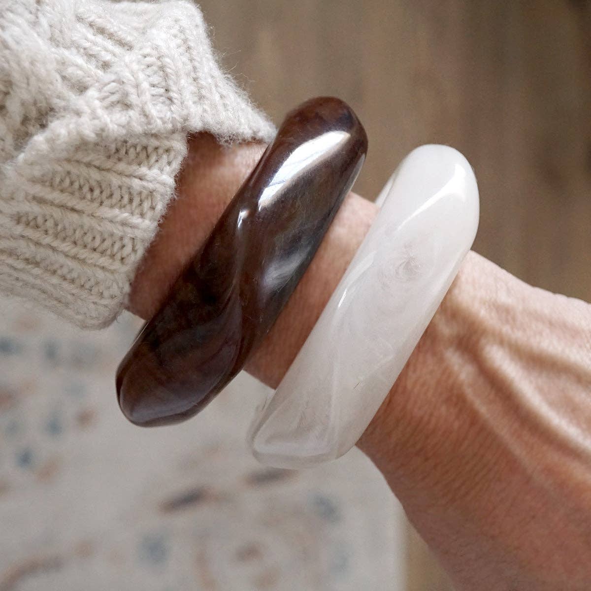 Earth Edge – Square Acrylic Chunky Statement Bangle