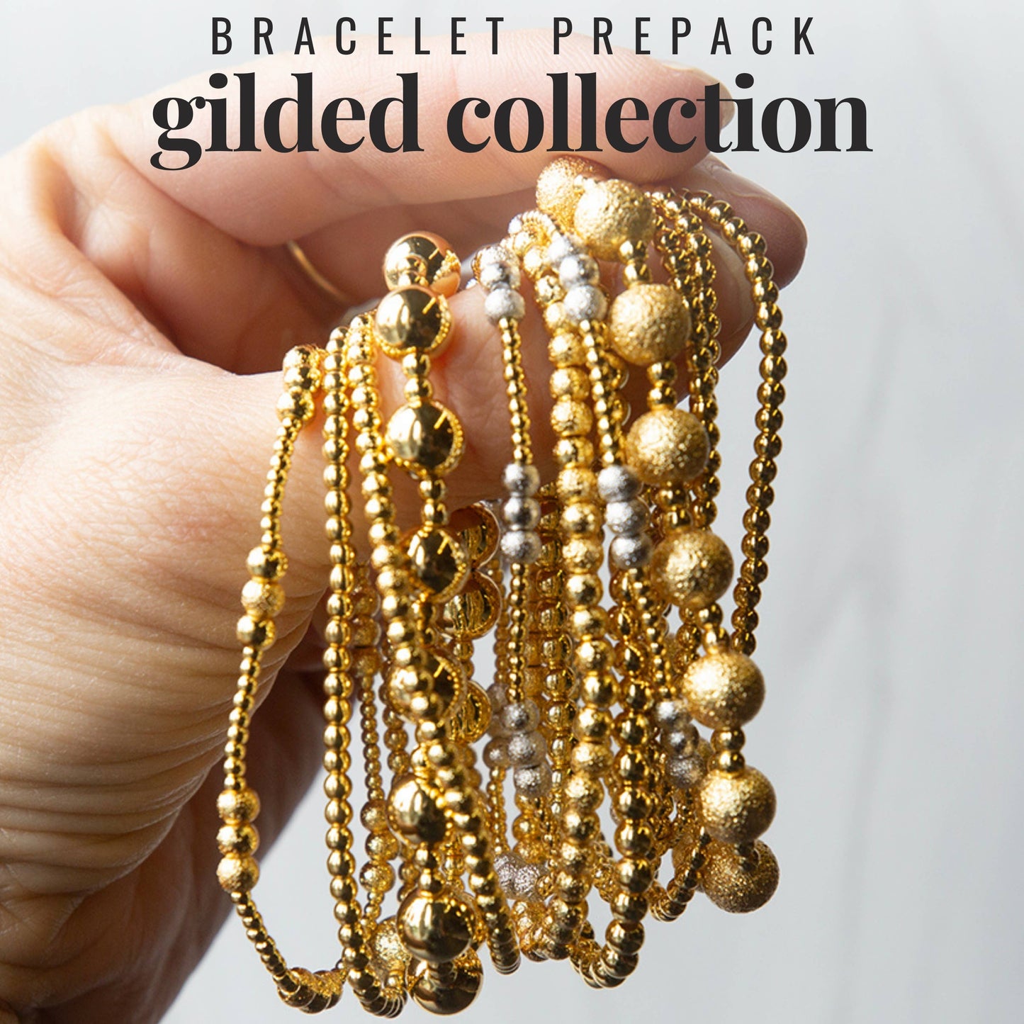 Product Pack - Gold Beaded Stretch Bracelet - 30 Bracelets