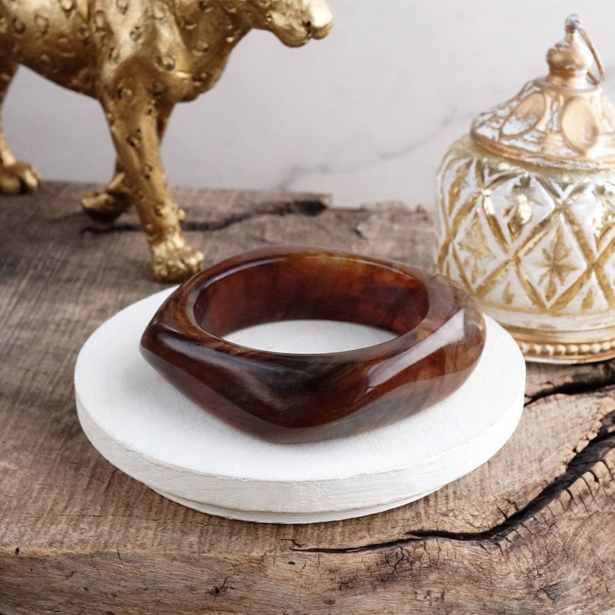 Earth Edge – Square Acrylic Chunky Statement Bangle