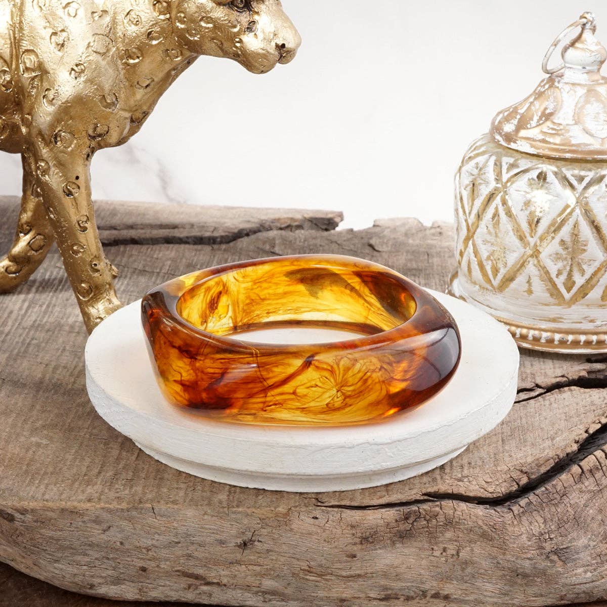 Earth Edge – Square Acrylic Chunky Statement Bangle