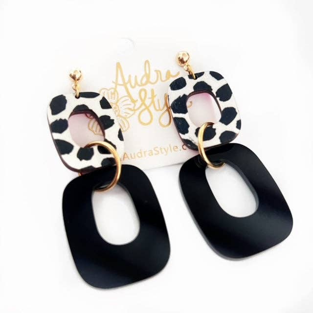 Black White Link Fall Statement Earring