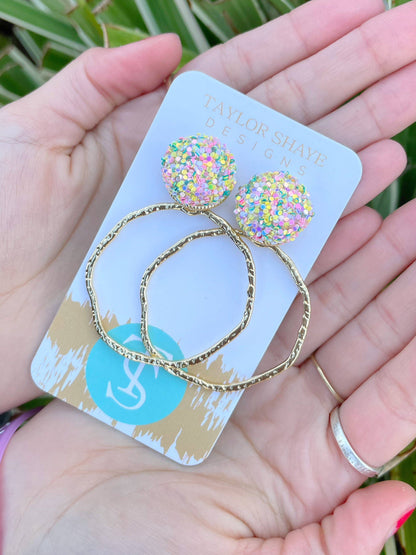 Glitter Top Hoops
