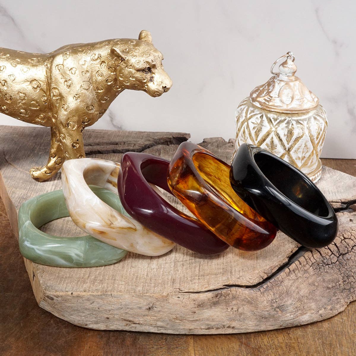 Earth Edge – Square Acrylic Chunky Statement Bangle